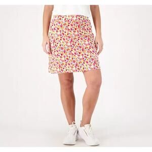 Susan Graver Liquid Knit Floral Print Skort, Size M